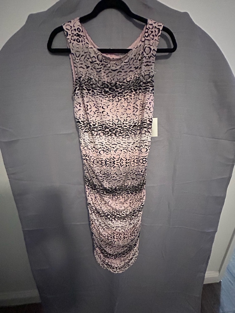 Cache Pink Leopard-Print Sleeveless Midi Dress